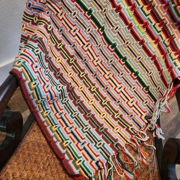HANDMADE Crochet Multi-colored Blanket - Picture 4 of 9